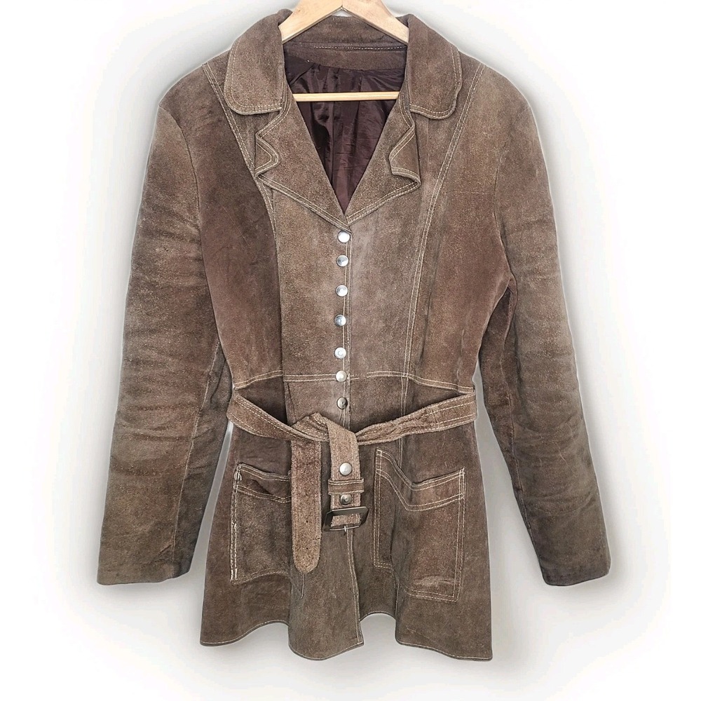 Vintage‎ Suede Jacket Brown Belted Suede Women's Western Hippie Bohemian